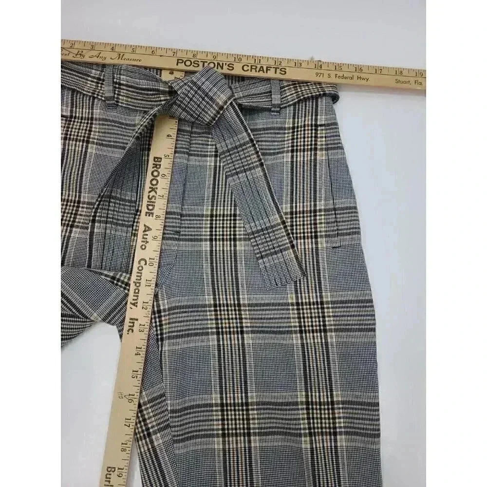 Wilfred Aritzia Plaid Career Cropped Ankle Pants Women's Size Small Belted - Picture 4 of 7